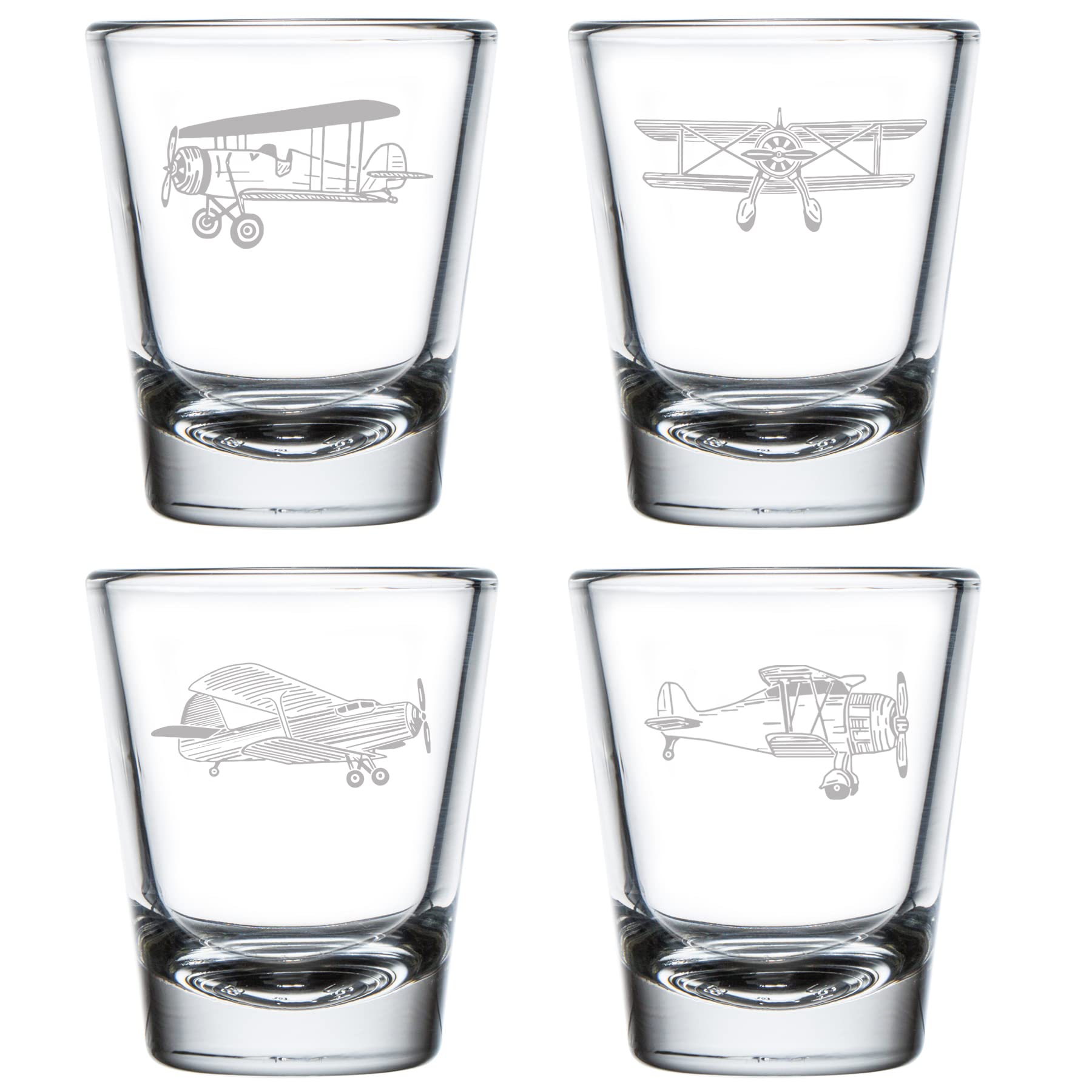 MIP Set of 4 Shot Glasses 1.75oz Shot Glass Aviation Airplane
