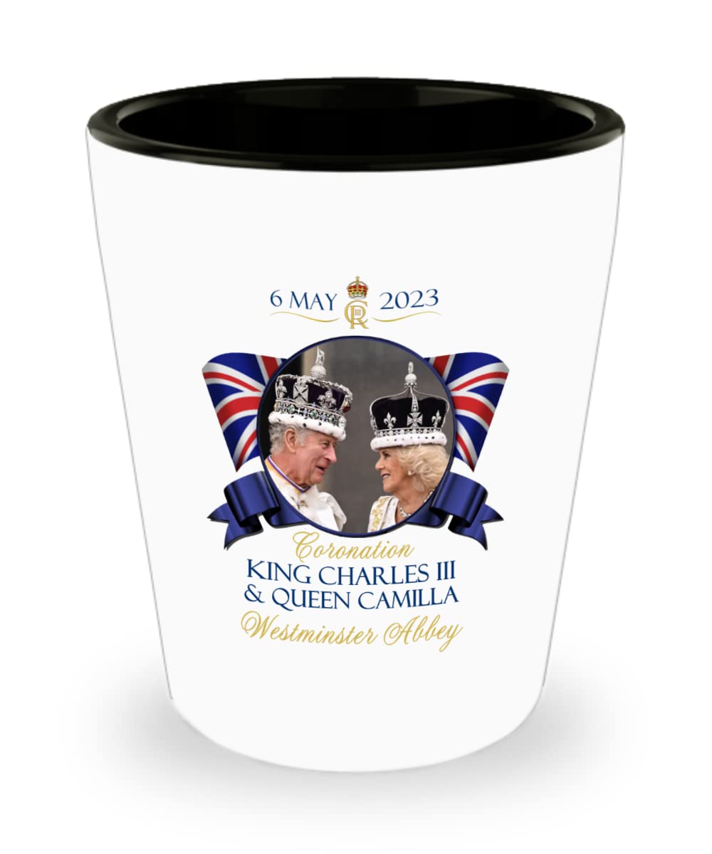 Cyber Hutt West King Charles III and Queen Camilla Coronation Commemorative Shot Glass