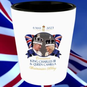 Cyber Hutt West King Charles III and Queen Camilla Coronation Commemorative Shot Glass