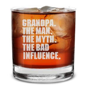 shop4ever® grandpa. the man. the myth. the bad influence. engraved whiskey glass father's day gift for grandpa drinking glass