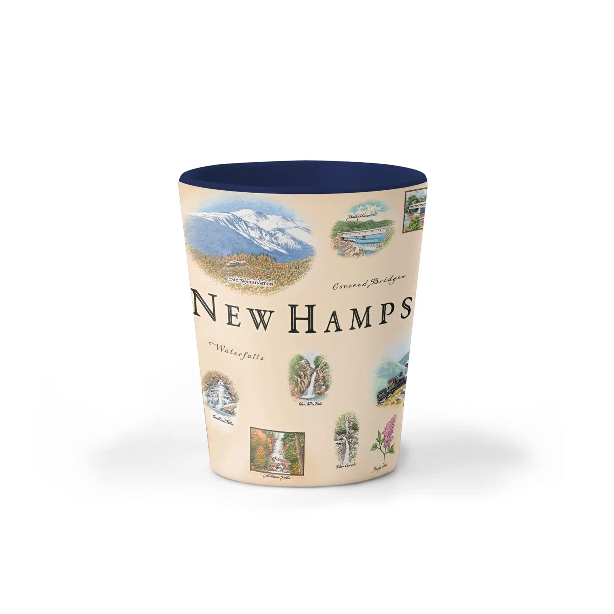 Xplorer Maps New Hampshire State Map Ceramic Shot Glass, BPA-Free - For Office, Home, Gift, Party - Durable and holds 1.5 oz Liquid