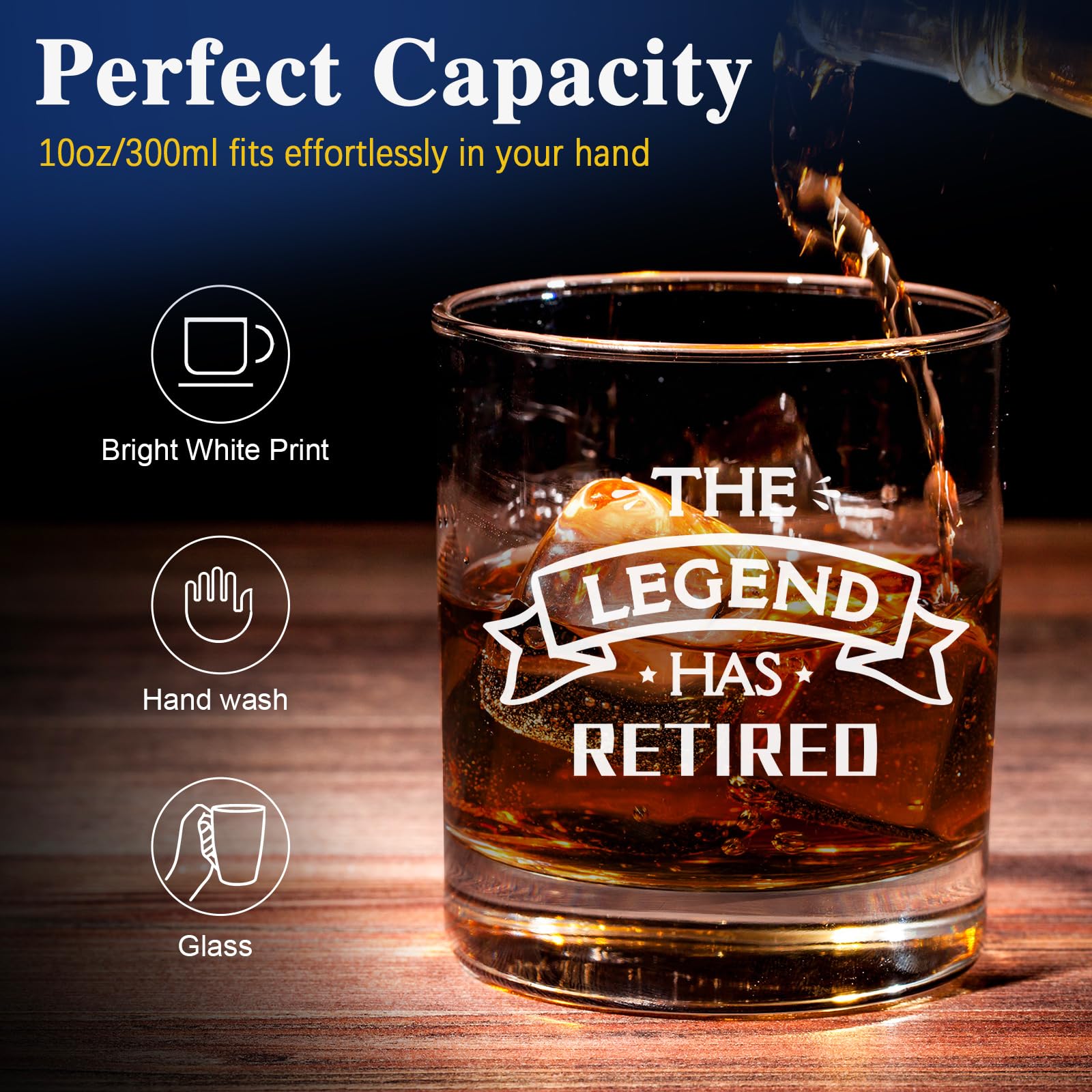 Fumete Funny Retirement Gifts Retirement Party Decorations Set Whiskey Bourbon Lowball Glass Full Length Socks Heart Shape Keychain Retirement Toilet Paper Gift for Men Women Coworkers with Gift Box