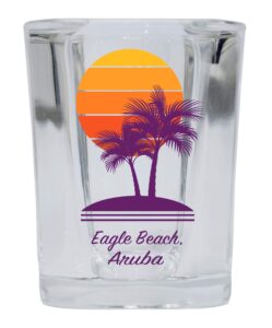 r and r imports eagle beach aruba souvenir 2 ounce square shot glass palm design