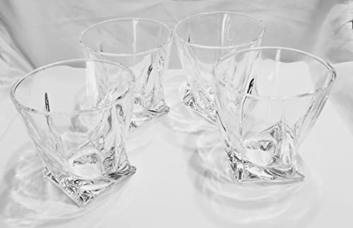 Twist Style Heavy Whiskey Glasses, 10 oz Each, Set of 4 for Bourbon, Cocktails, Old Fashions Drinks