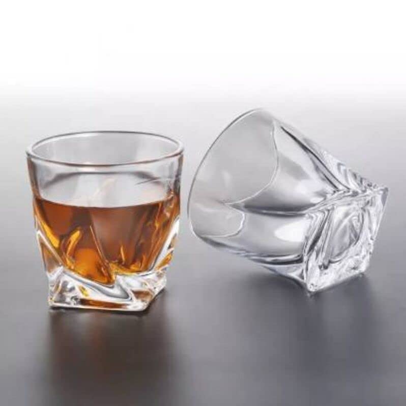 Twist Style Heavy Whiskey Glasses, 10 oz Each, Set of 4 for Bourbon, Cocktails, Old Fashions Drinks