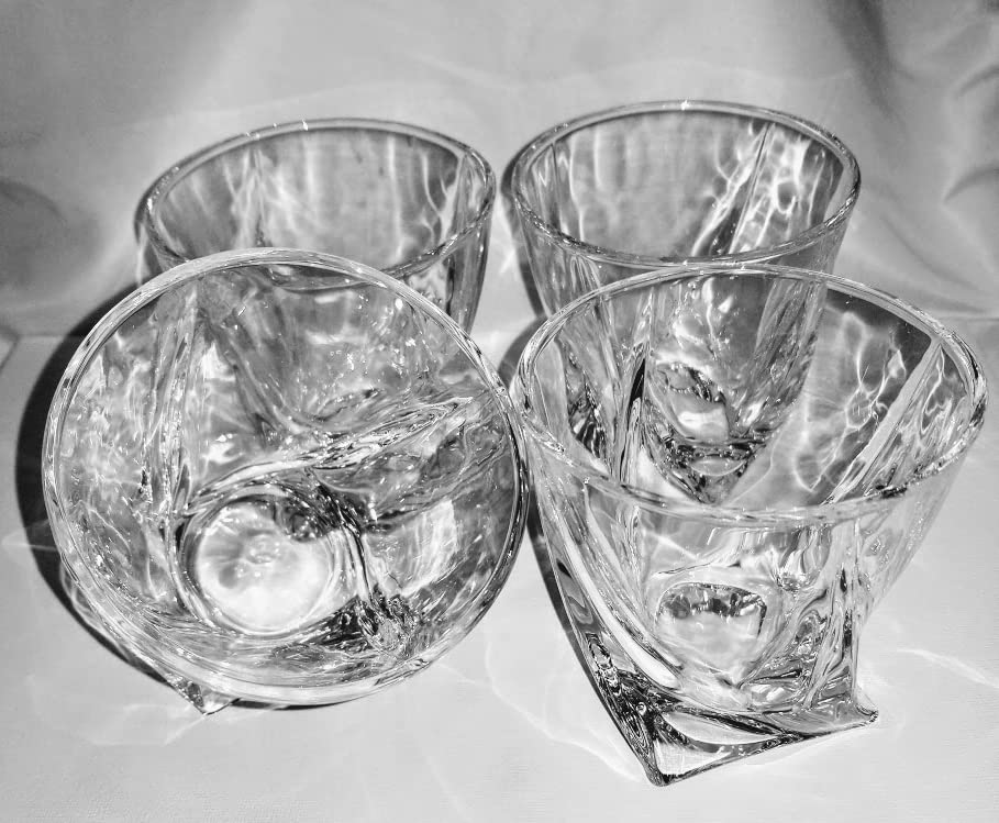 Twist Style Heavy Whiskey Glasses, 10 oz Each, Set of 4 for Bourbon, Cocktails, Old Fashions Drinks