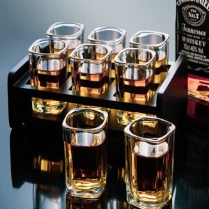 GLASKEY Shot Glass Set of 6, 2oz Clear Glass Dishwasher Safe Lead-free Heavy Base Shot Glasses for Whiskey Vodka Espresso Coffee Small Desserts Candle-Making