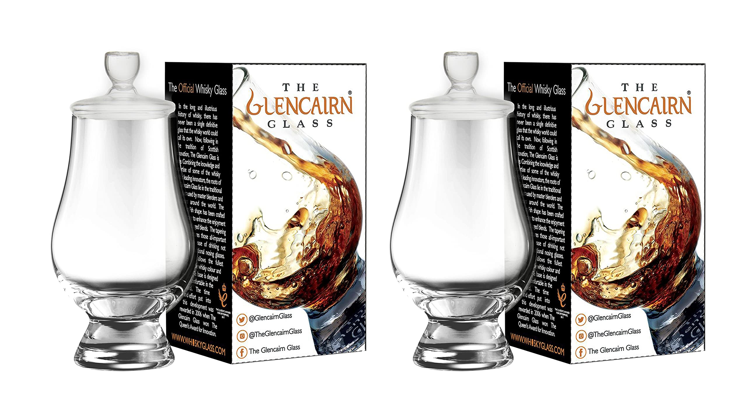 GLENCAIRN WHISKY GLASS, SET OF 2 IN GIFT CARTON WITH TASTING CAPS