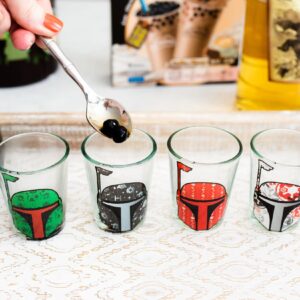 Silver Buffalo Star Wars Holiday Boba Fett 2.5-Ounce Mini Shot Glasses | Set of 4