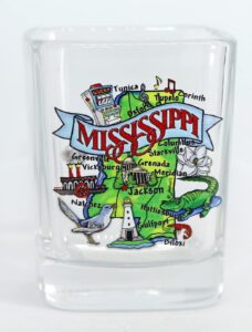 mississippi state map classic design square shot glass