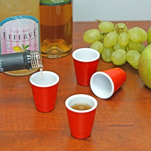 Fairly Odd Novelties 2oz Red Hard Plastic Shot Glass Cup 2 Packs, Set of 4 Living Large Drink Solo Or W Fri