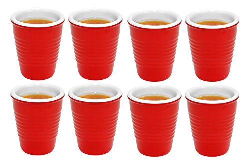 Fairly Odd Novelties 2oz Red Hard Plastic Shot Glass Cup 2 Packs, Set of 4 Living Large Drink Solo Or W Fri