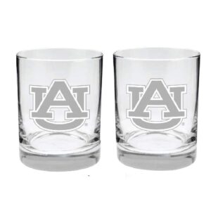 michigan wolverines 2-sided satin finish, rock (or whiskey) glass - set of 2