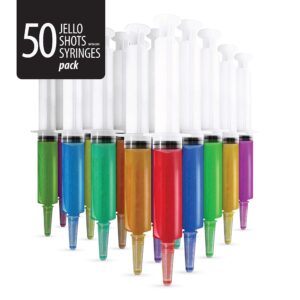 Jello shot syringes 50 pack (2oz) Reusable edible/drink Party seringe alcohol shots. Perfect supplies for Halloween, bachelor/bachelorette, college parties, drinking games, nurse, ladies, Summer Fun