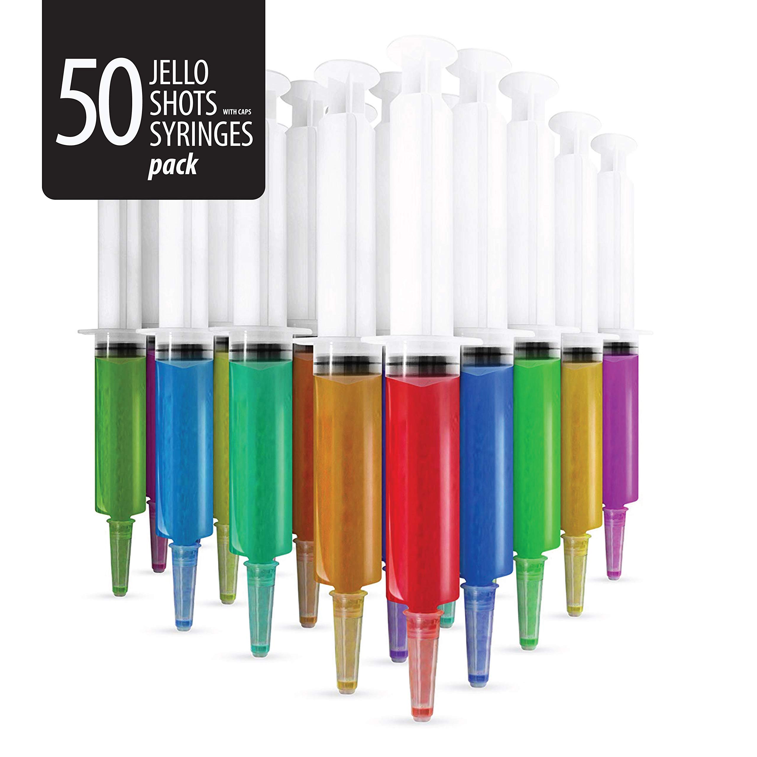 Jello shot syringes 50 pack (2oz) Reusable edible/drink Party seringe alcohol shots. Perfect supplies for Halloween, bachelor/bachelorette, college parties, drinking games, nurse, ladies, Summer Fun