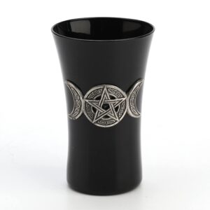 veronese design 80 ml triple moon pentagram sigil wiccan alter black glass shot glass