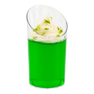 restaurantware 3 ounce shot glasses 100 round incline cups - with clear finish disposable plastic shot glasses for serving samples at wedding banquets and catered events