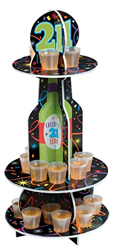 Amscan Brilliant 21St Birthday Shot Glass Holder, One Size, Multicolor