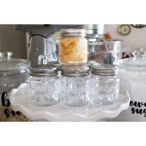 Sunshine Mason Co. Mini Mason Jar Shot Glasses with Metal Lid 2 Oz with Dessert Spoons, 6 Pieces