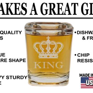 Rogue River Tactical Square Funny King Shot Glass Gift For Him Husband Dad Father Joke Gag Gift