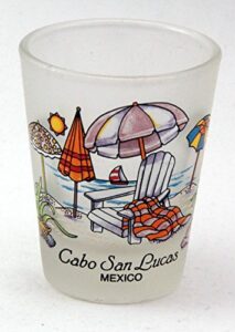 cabo san lucas mexico beach chair frosted shot glass