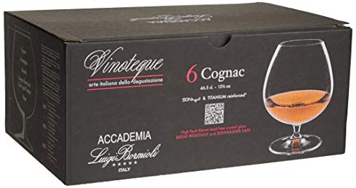 Luigi Bormioli Vinoteque 15.75 oz Cognac/Brandy Glasses, Set of 6, Clear