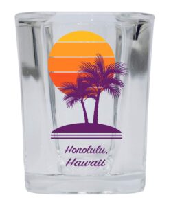 r and r imports honolulu hawaii souvenir 2 ounce square shot glass palm design