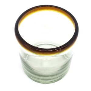 Amber Rim 8 oz DOF Rock Glasses (set of 6), Recycled Glass, Lead-free, Toxin-Free (DOF Rocks)