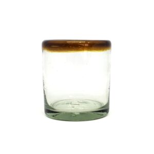 Amber Rim 8 oz DOF Rock Glasses (set of 6), Recycled Glass, Lead-free, Toxin-Free (DOF Rocks)