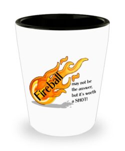 fireball shot glass: funny shot glass for fireball drinker, friend, family, bartender, coworker or staff appreciation, white