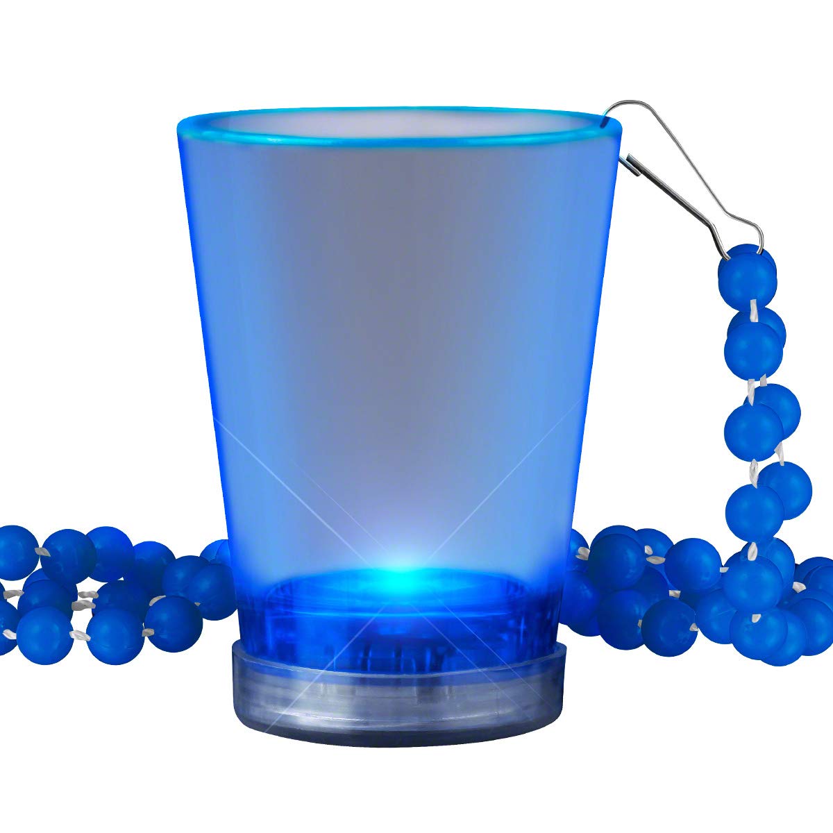 FlashingBlinkyLights Light Up Blue Shot Glass on Party Bead Necklaces (Set of 4)