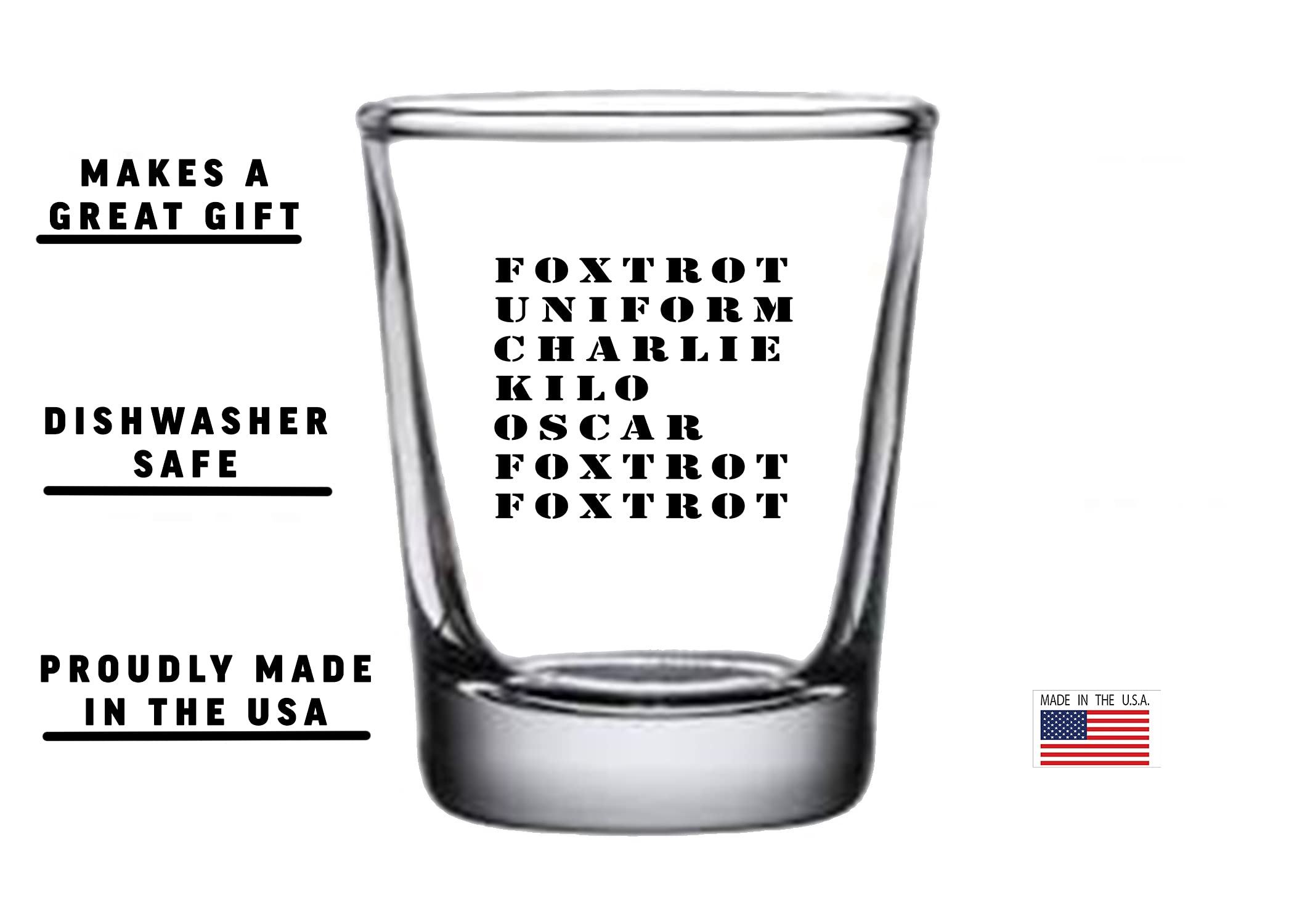 Rogue River Tactical Funny Foxtrot OFF Shot Glass Gift For Military Veteran Acronym