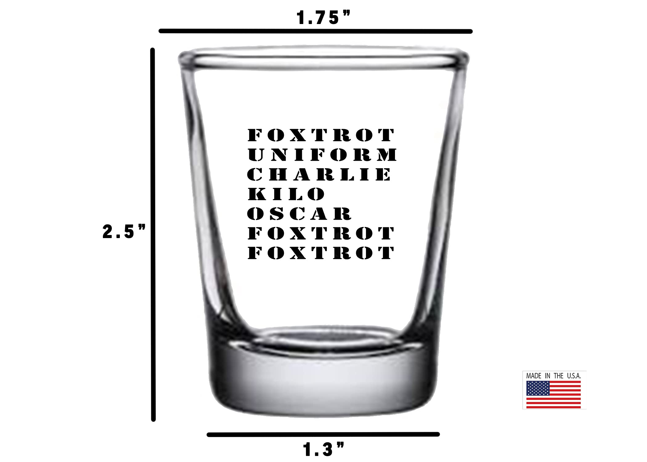 Rogue River Tactical Funny Foxtrot OFF Shot Glass Gift For Military Veteran Acronym