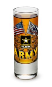 erazor bits armed forces army men american soldier double flag us amry glass with logo shooter shot glass with logo (2oz)