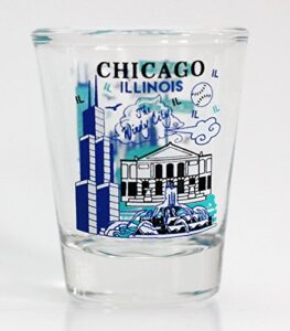 chicago illinois landmarks and attractions collage shot glass