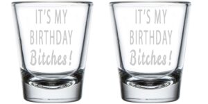 alankathy mugs birthday shot glass set (1.5 oz it's my birthday bitches)