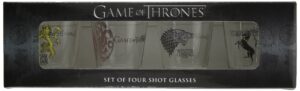 dark horse deluxe game of thrones shot glass set: stark, baratheon, targaryen and lannister