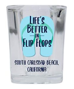 r and r imports south carlsbad beach california souvenir 2 ounce square shot glass flip flop design 4-pack