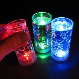 light up glowing shooter glasses (set of 12) - light up led shot glasses - assorted color mix in red, blue and green