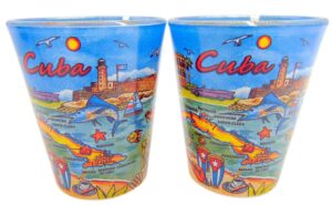 westmon works cuba souvenir shot glass set cuban glasses featuring havana at sunset, pack of 2