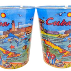 Westmon Works Cuba Souvenir Shot Glass Set Cuban Glasses Featuring Havana at Sunset, Pack of 2