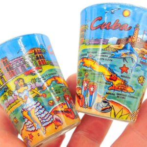 Westmon Works Cuba Souvenir Shot Glass Set Cuban Glasses Featuring Havana at Sunset, Pack of 2