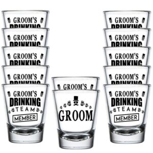 shop4ever groom and groom's drinking team member glass shot glasses wedding bachelor party shot glasses 12 pack