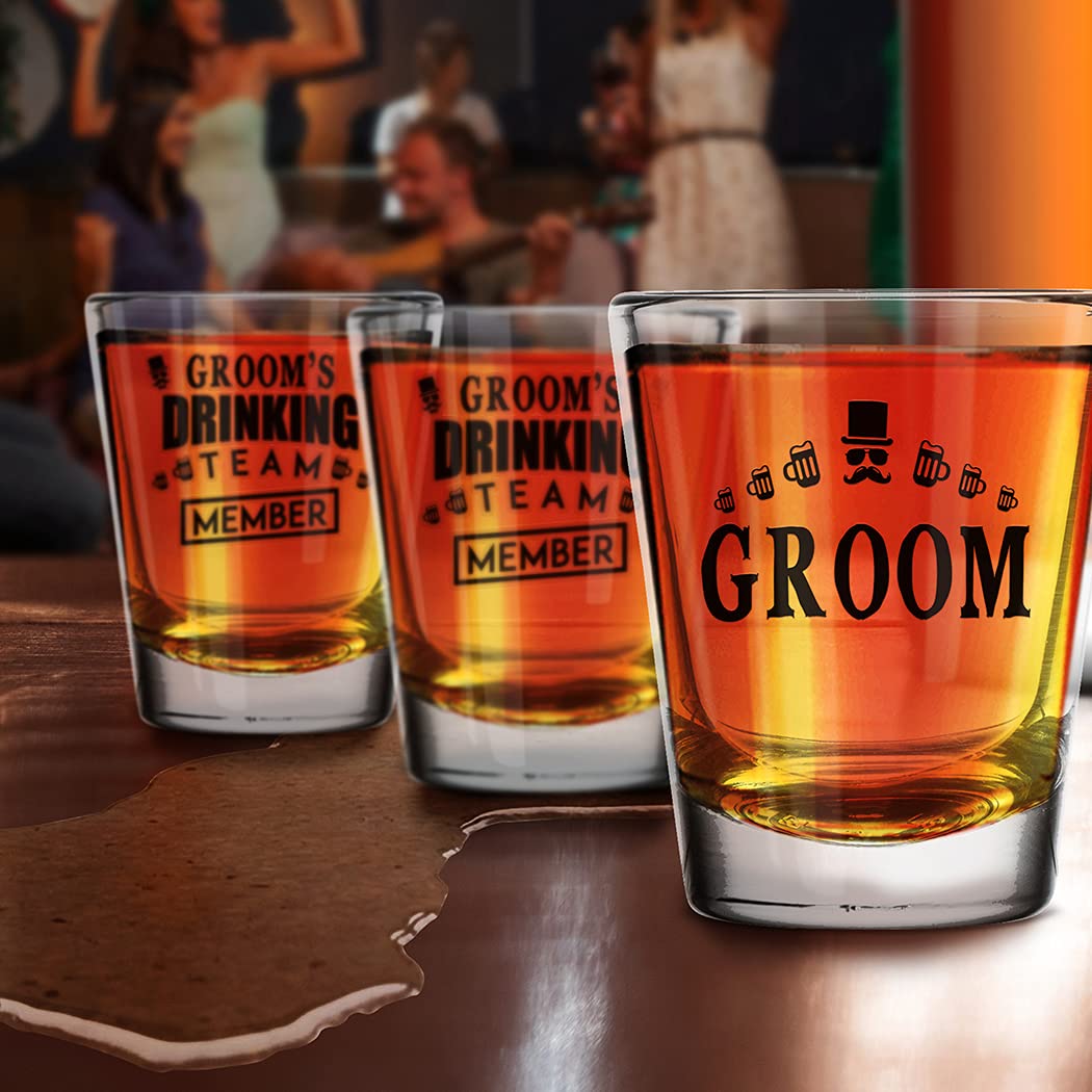 shop4ever Groom and Groom's Drinking Team Member Glass Shot Glasses Wedding Bachelor Party Shot Glasses 12 Pack