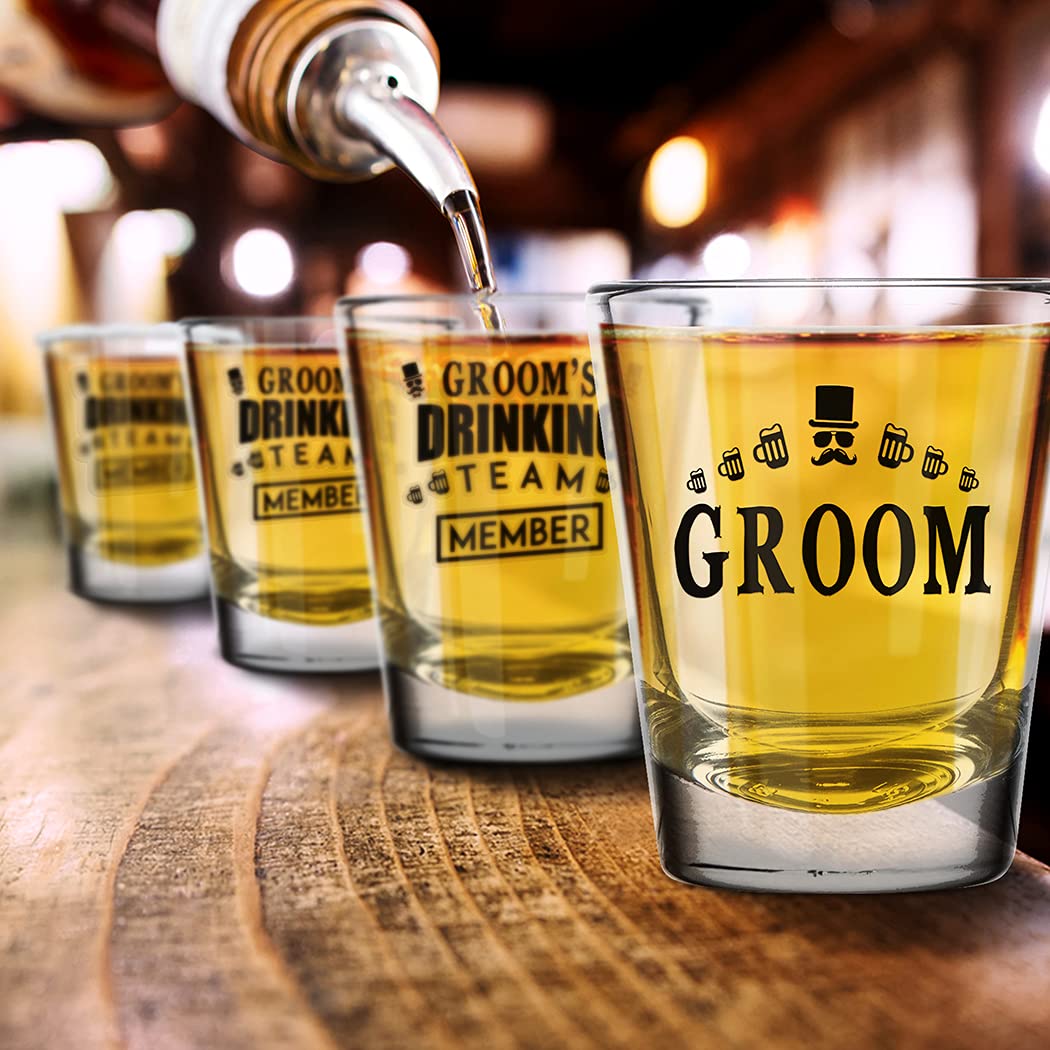 shop4ever Groom and Groom's Drinking Team Member Glass Shot Glasses Wedding Bachelor Party Shot Glasses 12 Pack