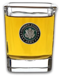 indiana metal craft us army seal square shot glass with die struck enamel emblem made in usa