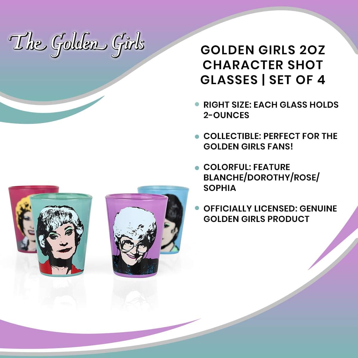 The Golden Girls 2-Ounce Character Mini Glasses | Set of 4