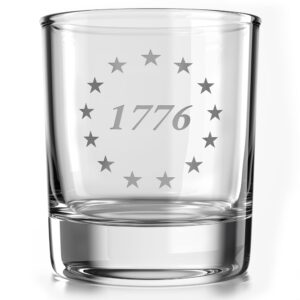 1776 betsy ross american flag - old fashioned whiskey rocks bourbon glass - 10 oz capacity