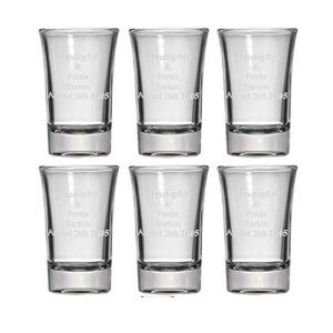 ckb products personalized 2-sided engraving shot glasses - 1.5 oz. - set of 6 - wedding groomsman and bridesmaid party - thank you gifts - anniversary commemoration