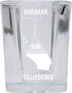 r and r imports burbank california laser etched souvenir 2 ounce square shot glass state flag design